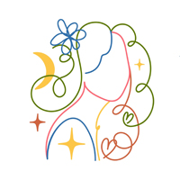 Colored,Outline,Vector,Illustration,Women,Portraits,,Moon,,Stars,And,Flowers